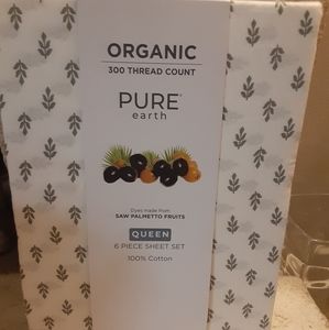PURE Earth Organic 300 Thread Count Queen 6 Piece Sheet Set